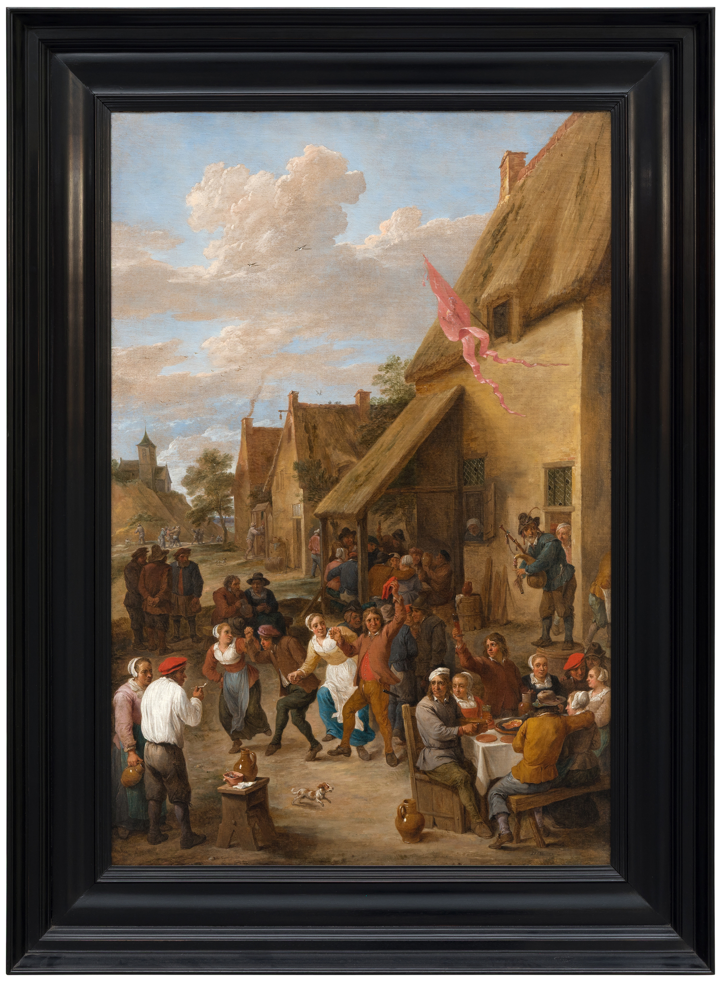DAVID TENIERS THE YOUNGER - The Kermesse of Saint George (A Village Festival) - oil on canvas - 33 x 22 3/4 in.